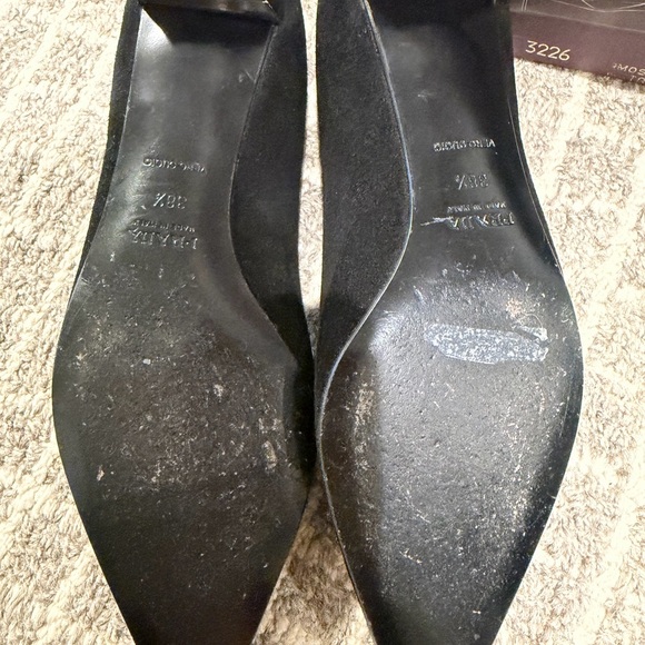 Prada Black Pointed Toe Suede Kitten Heels - Picture 2 of 7